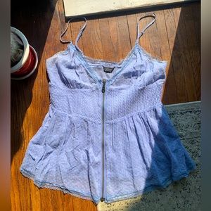 Beautiful blue summer top with zip detail